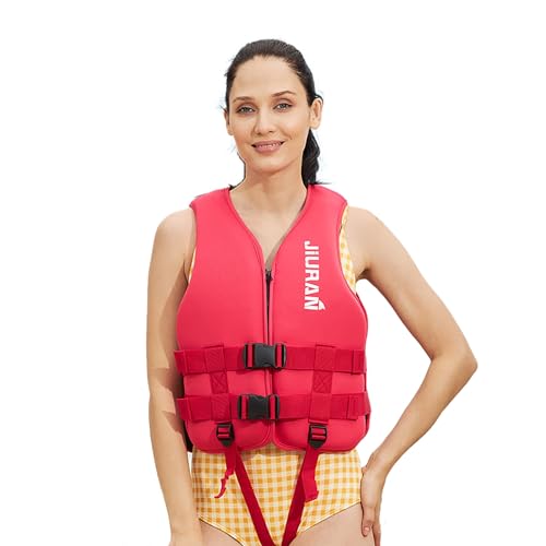 Schwimmweste für Erwachsene Jugendliche Kinder Unisex Verstellbare Hohe Auftriebshilfe mit Sicherheitsgurten für Paddleboarding Kajakfahren Angeln Segeln Rettungsweste 20-110kg CE-Zertifiziert(Color:R von LIXQQS