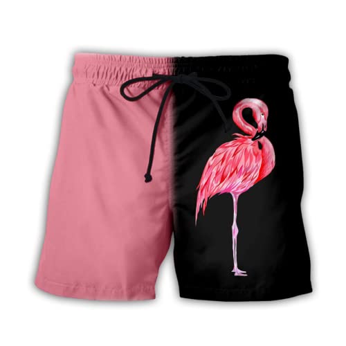 Flamingo Shorts Jungen Lustig 3D Druck Badehose Herren Kurze Hosen Jungen Polyester Trocknend Und Atmungsaktiv (Flüchtling 1,XL) von LIYIMING