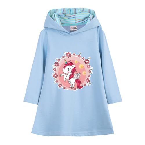 LIYIMING Prinzessin Kleider Mädchen Anna-ELSA Anime 3D-Druck Von Cartoons Frühling Sommer Hoodie 100% Baumwolle Schlafanzüge 90-140 cm (Blau,120) von LIYIMING