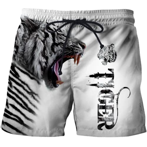 Tiger Shorts Jungen Badehose Herren Kurze Hosen Tiger Lustig 3D Druck Sommer Badeshorts Trocknend Und Atmungsaktiv (Tiger 2,XXL) von LIYIMING