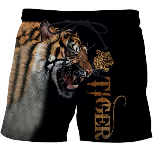 Tiger Shorts Jungen Badehose Herren Kurze Hosen Tiger Lustig 3D Druck Sommer Badeshorts Trocknend Und Atmungsaktiv (Tiger 3,M) von LIYIMING