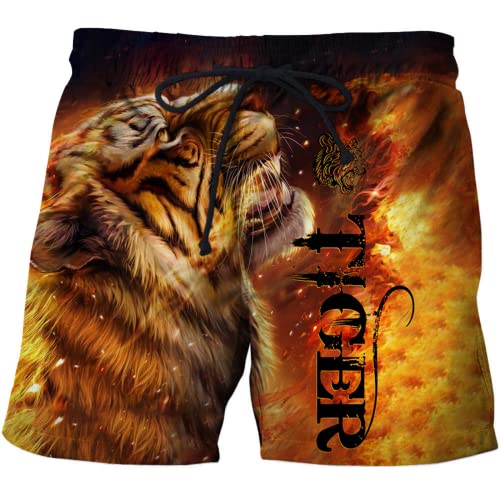 Tiger Shorts Jungen Badehose Herren Kurze Hosen Tiger Lustig 3D Druck Sommer Badeshorts Trocknend Und Atmungsaktiv (Tiger 4,3XL) von LIYIMING