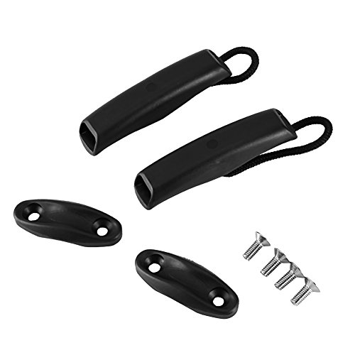 LIYJTK Kajak Griffe bequem konturiert 2X Kanu Kajak Boot Toggle Carry Griff Ersatz & Schrauben Kabel Seil Zubehör Boot Seiten Halterung Trage Griff Kajak Zubehör Nylon Schwarz von LIYJTK
