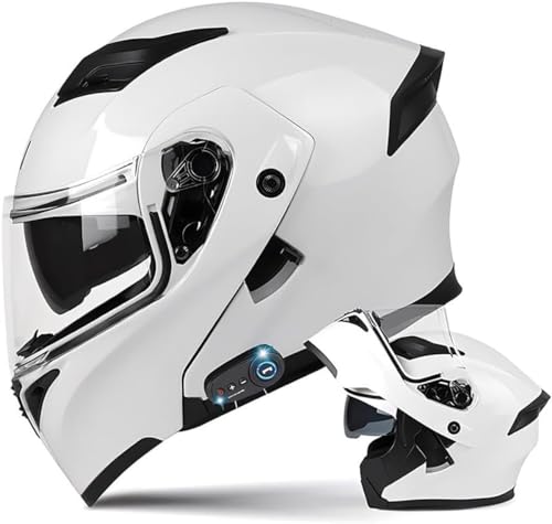 Modularer Bluetooth-Motorradhelm, modularer Integralhelm, integriert, ECE-geprüft, Helm mit doppeltem Visier für Erwachsene, Männer, Frauen, Modulare Helme mit DOT-Zertifizierung (N, XL (62-63C von LIYYSOU