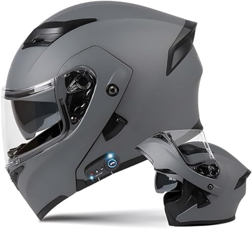 Modularer Bluetooth-Motorradhelm, modularer Motorradhelm, integriert, ECE-geprüft, Helm mit doppeltem Visier für Erwachsene, Männer, Frauen, Modularer Helm, DOT-zertifiziert, XL (62-63C) von LIYYSOU