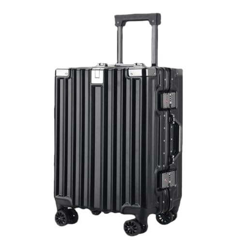 Koffer Leises, Robustes Gepäck, langlebiges Gepäck, Neuer Trolley-Koffer mit Aluminiumrahmen, Universalräder for Studenten Suitcase (Color : Black, Size : 24in) von LJSPTU