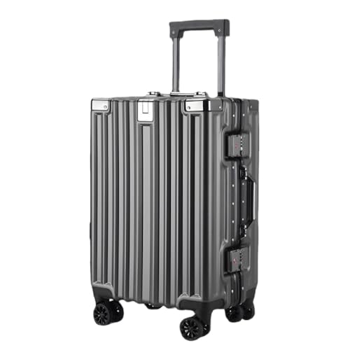 Koffer Leises, Robustes Gepäck, langlebiges Gepäck, Neuer Trolley-Koffer mit Aluminiumrahmen, Universalräder for Studenten Suitcase (Color : Gray, Size : 28in) von LJSPTU
