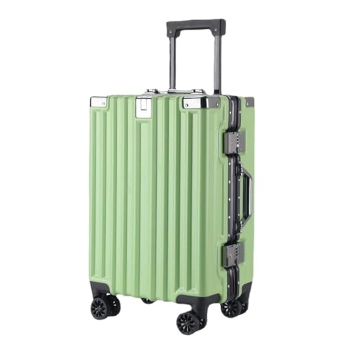 Koffer Leises, Robustes Gepäck, langlebiges Gepäck, Neuer Trolley-Koffer mit Aluminiumrahmen, Universalräder for Studenten Suitcase (Color : Green, Size : 20in) von LJSPTU