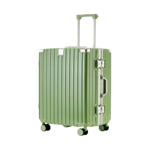 LJSPTU Koffer Aluminiumrahmen-Koffer, multifunktionaler Trolley-Koffer, Universalräder, 20-Zoll-Koffer for Männer und Frauen Suitcase (Color : Green, Size : 24in) von LJSPTU