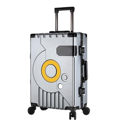 LJSPTU Koffer Herren- und Damenkoffer, Ins-Trolley-Koffer, Universal-Rad-Boarding-Koffer, Gepäck, Passwort, Ledertasche Suitcase (Color : Silver, Size : 22in) von LJSPTU