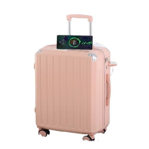 LJSPTU Koffer Ladekoffer, Trolley-Koffer for Herren Und Damen, Robustes Und Verschleißfestes 20-Zoll-Passwortfeld Suitcase (Color : Pink, Size : 20in) von LJSPTU