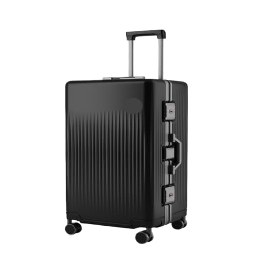 LJSPTU Koffer Multifunktionaler Sport-Trolley, 28-Zoll-Universalrad-Koffer, Passwort-Koffer mit Aluminiumrahmen Suitcase (Color : Black, Size : 24in) von LJSPTU