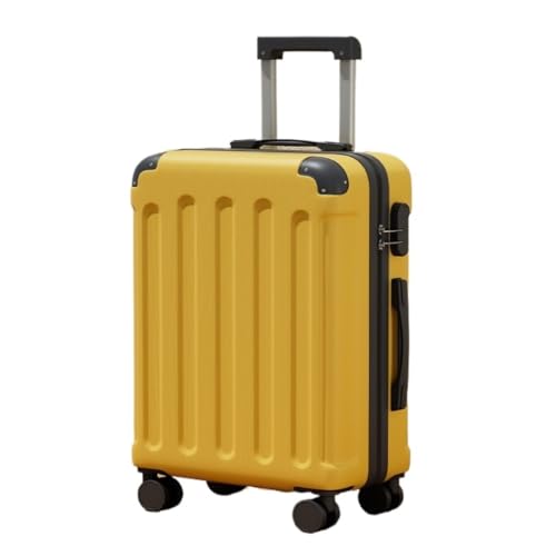 LJSPTU Koffer Passwort Boarding Koffer Trolley Koffer Koffer Tasche Männer Und Frauen Universal Rad 22 Zoll Langlebig Suitcase (Color : Yellow, Size : 20in) von LJSPTU