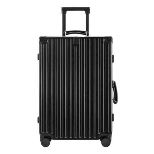 LJSPTU Koffer Retro Trolley Case Universal Rad Aluminium Rahmen Gepäck 20 Zoll Boarding Case Herren Gepäck Damen Suitcase (Color : Black, Size : 24in) von LJSPTU