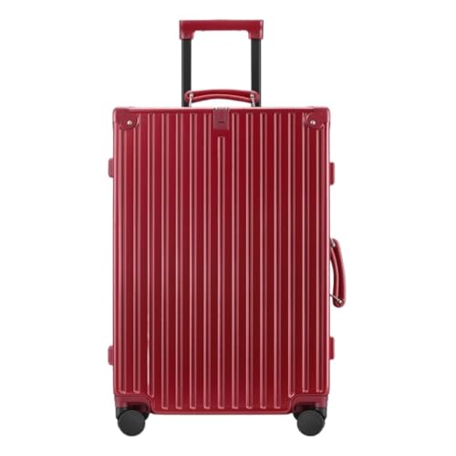 LJSPTU Koffer Retro Trolley Case Universal Rad Aluminium Rahmen Gepäck 20 Zoll Boarding Case Herren Gepäck Damen Suitcase (Color : Red, Size : 24in) von LJSPTU