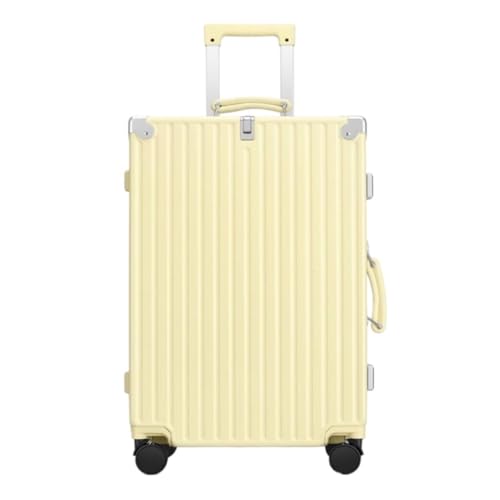 LJSPTU Koffer Retro Trolley Case Universal Rad Aluminium Rahmen Gepäck 20 Zoll Boarding Case Herren Gepäck Damen Suitcase (Color : Yellow, Size : 24in) von LJSPTU