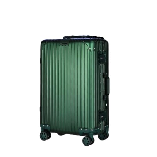 LJSPTU Koffer Trolley-Koffer Aus Vollaluminium-Magnesiumlegierung, Geräuschloser Koffer Mit Drehbarem Rad, Robuster Und Langlebiger Passwort-Koffer Suitcase (Color : Green, Size : 24in) von LJSPTU
