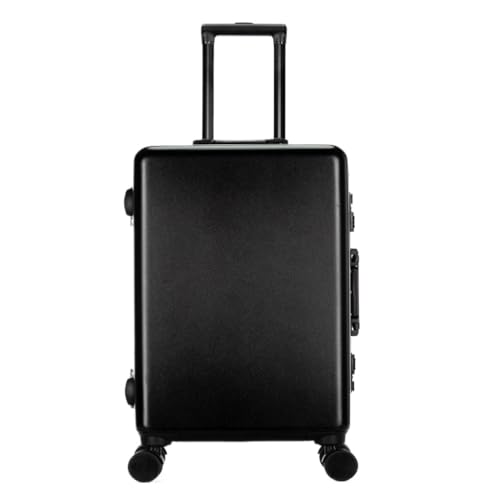 LJSPTU Koffer Trolley-Koffer mit Aluminiumrahmen, Universalräder, 24-Zoll-Trolley-Koffer, 26-Zoll-Koffer for Männer und Frauen Suitcase (Color : Black, Size : 20IN) von LJSPTU