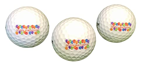 LL-Golf ® 3er Set Geburtstag Golfbälle mit Happy Birthday Motiv in durchsichtiger Geschenkbox/Golf Geburtstagsgeschenk/Golfgeschenk Geschenk Geschenkidee von LL-Golf