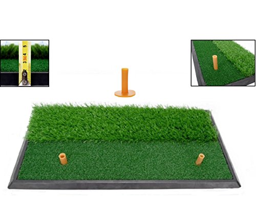 LL-Golf® Golf 2 in 1 Abschlagmatte 60x30 cm mit Rough + Fairway inklusive Gummi Tee/Training Übung Matte/Massive Übungsmatte zum Trainieren des Golfschwung im Garten oder Garage von LL-Golf