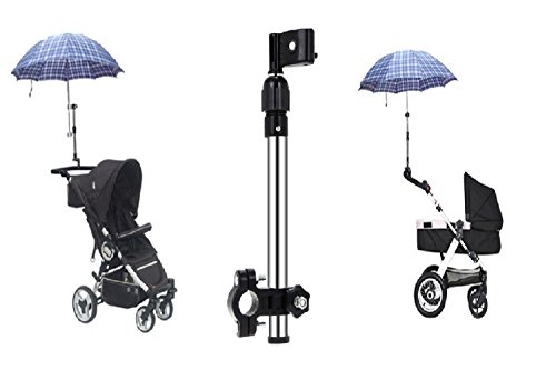 LL-Golf® ausziehbarer Schirmhalter bis zu 40 cm für Fahrrad/Kinderwagen/Rollstuhl/Trolley/Buggy/Golf zur Befestigung an RUNDEN Elementen bis 2,5 cm Durchmesser von LL-Golf