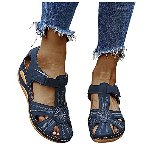 LLDG Damen Sandalen Sommer Aushöhlen Geschlossene Sandalen rutschfest Orthopädische Pantolette Atmungsaktive Frauen Sommerschuhe Casual Elegante Sandalen Lässige Trekkingsandalen von LLDG