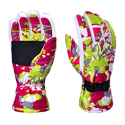 LLINthy Männer Frauen Winter Wasserdichtes Snowboardhandschuhe Kontrast Farbig Thermische Warme Auskleidung Verstellbare Skischuhen Handschuhe Winter Frauen Leder Freien Freien von LLINthy