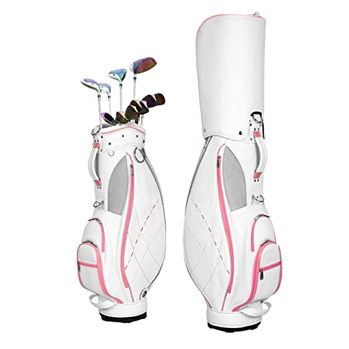 Damen-Golftasche, leichte, wasserdichte Golf-Cart-Tasche aus Mikrofaser-Leder, Boden mit hoher Härte, tragbare Golf-Standtasche, Reise-Golfschlägertaschen von LLMTYO