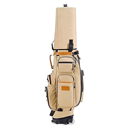 Golf-Push-Cart-Tasche – Ride-Cart-Tasche – Regenschutz für die Tasche – Sicherer Push-Cart-Boden – Geringes Gewicht – Trennwand – Externes Putter-Röhrchen – Stickfeld (Beige) von LLMTYO