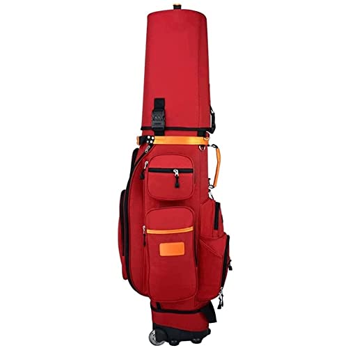 Golf-Push-Cart-Tasche – Ride-Cart-Tasche – Regenschutz für die Tasche – Sicherer Push-Cart-Boden – Geringes Gewicht – Trennwand – Externes Putter-Röhrchen – Stickfeld (Rot) von LLMTYO