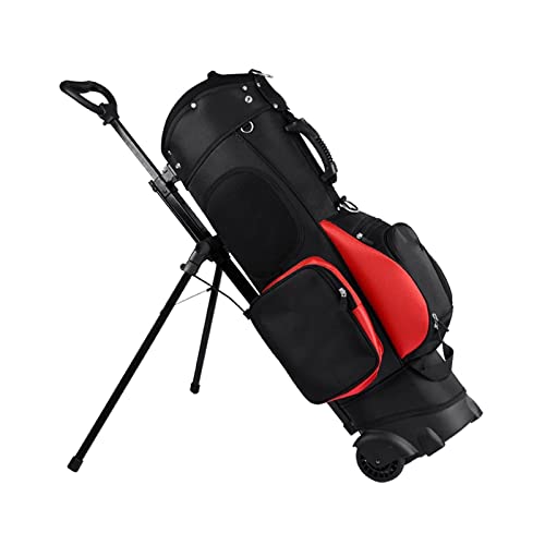 Golf-Reisetasche, Golf-Standtasche mit abnehmbarem Ständer und Rädern, Golf-Standtasche, wasserdicht und langlebig, einfach zu transportieren, platzsparend (Farbe: Rosa) (Rot) von LLMTYO