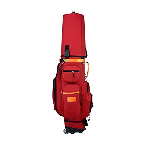 Golf-Reisetasche, Golfplatz, leichte Golf-Standtasche, Golfzubehör, wasserdicht und langlebig, einfach zu tragen, platzsparend (Farbe: Beige) (Rot) von LLMTYO
