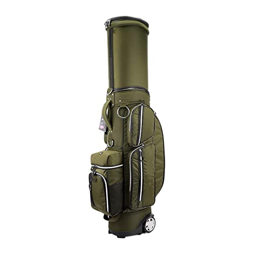 Golf-Reisetasche, einziehbar, multifunktional, leicht, Golf-Standtasche mit 6-Wege-Unterteilungen und Rädern, einfach zu tragen, platzsparend (Farbe: Grün) (Grün) von LLMTYO