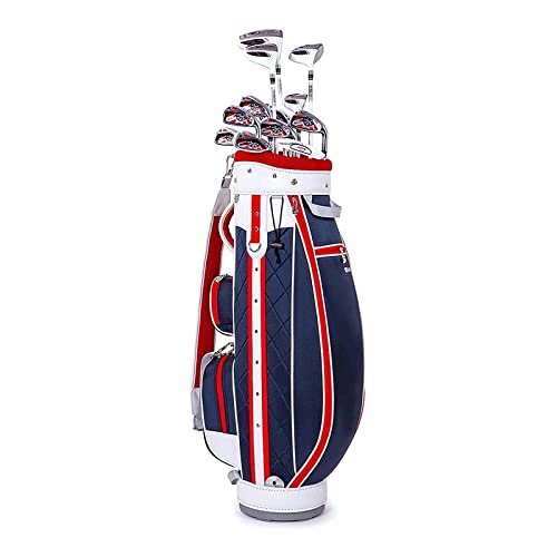 Golf-Reisetasche für Männer und Frauen, Golf-Standtasche mit 5-Wege-Trennwänden, wasserdicht und langlebig, einfach zu transportieren, platzsparend (Farbe: Rosa) (Rot) von LLMTYO