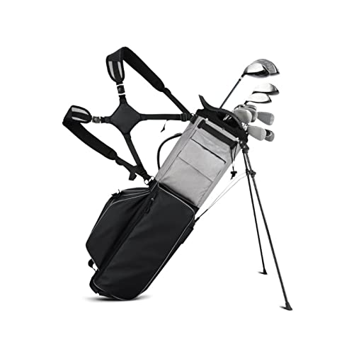 Golf-Reisetasche mit 8-Wege-Organizer-Unterteilung Oben, Golf-Standtasche, wasserdicht und langlebig, leicht zu tragen, platzsparend (Farbe: Blau) (Schwarz) von LLMTYO