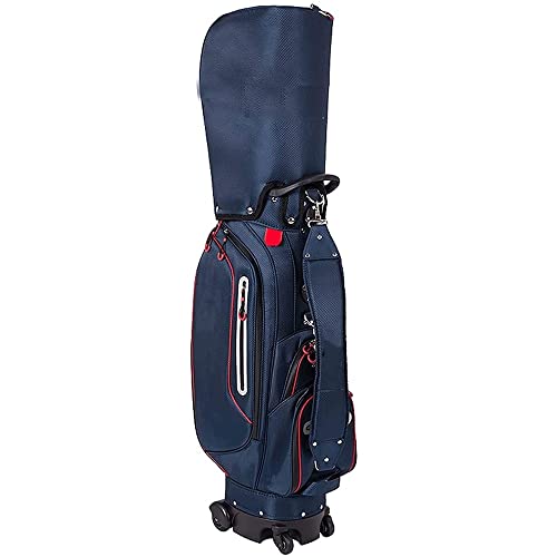 Golf-Standtasche, 14-Wege-Unterteilung Oben, ergonomisch, mit Ständer, 8 Taschen, Doppelgurt, Regenhaube (blau) von LLMTYO