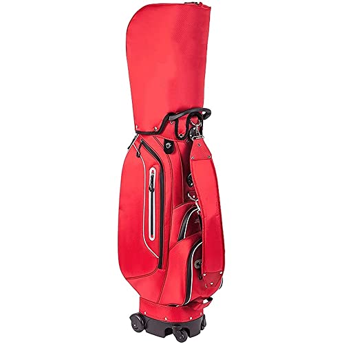 Golf-Standtasche, 14-Wege-Unterteilung Oben, ergonomisch, mit Ständer, 8 Taschen, Doppelgurt, Regenhaube (rot) von LLMTYO