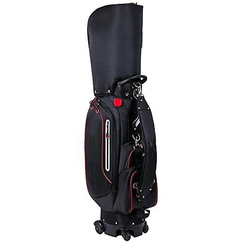 Golf-Standtasche, 14-Wege-Unterteilung Oben, ergonomisch, mit Ständer, 8 Taschen, Doppelgurt, Regenhaube (schwarz) von LLMTYO