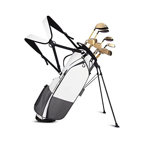 Golf-Standtasche für Männer und Frauen, Golf-Reisetasche mit 6-Wege-Trennwänden und gepolstert, einfach zu transportieren, platzsparende Golfschlägertaschen (Farbe: Blau) (Grau) von LLMTYO