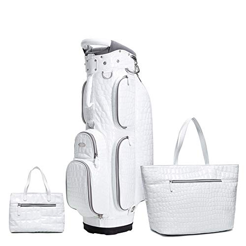 Golf Sunday Club-Tasche, 3 Stück, Damen-Golf-Cart-Tasche, Golf-Stand-Tasche, PU, leichte Golf-Tragetasche, Damen-Golf-Reise-Organizer mit Handtaschen (Farbe: Weiß, Größe: 39 x 23 x 129 cm) von LLMTYO