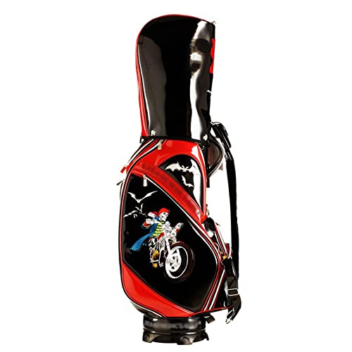Golfschlägertaschen, Golftasche, modische und individuelle doppelseitige Golf-Caddy-Cart-Tasche aus PU-Leder mit Regenschutz, 4 Farben für Herren von LLMTYO