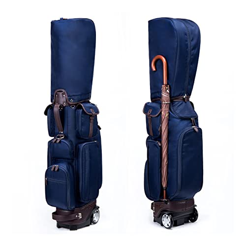 Herren-Golftasche, Blaue Golf-Standtasche mit Zugstange und Rädern, 6-Wege-Trennwände, tragbare Golf-Trolley-Tasche, Standard-Schlägertasche, leicht zu reinigen von LLMTYO