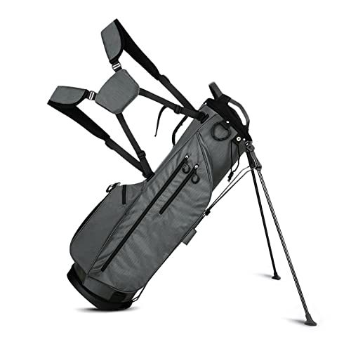 Leichte Golf-Standtasche, Golfschlägertaschen für Männer und Frauen, Golf-Reisetasche, wasserdicht und langlebig, einfach zu transportieren, platzsparend (Farbe: Schwarz) (Grau) von LLMTYO