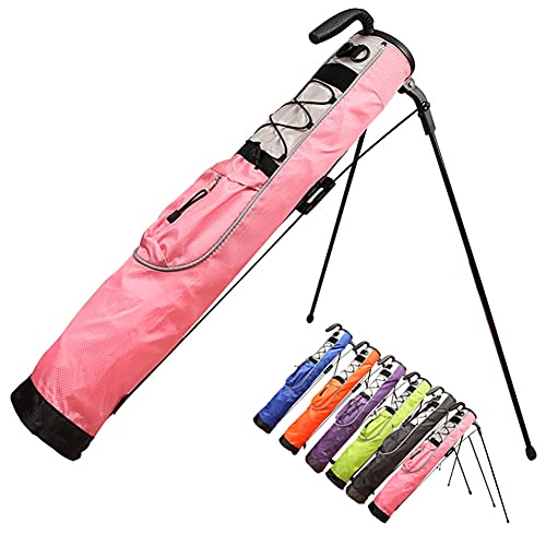Pitch and Putt Golf Leichte Stand-Tragetasche, Sunday Pencil Golf Bag, 0,77 kg (Schwarz, Grün, Rosa, Blau, Orange, Lila) (Pink) von LLMTYO