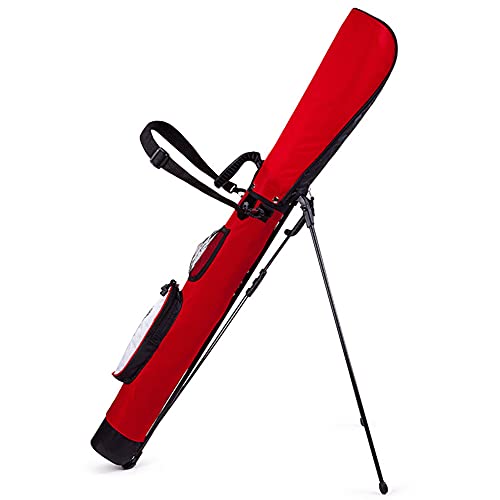 Pitch- und Putt-Golf-Standtasche, leicht, tragbar, Golf-Sonntags-Reisetasche, Bleistifttasche für Männer und Frauen, für 9 Schläger (schwarz/rot) (rot) von LLMTYO
