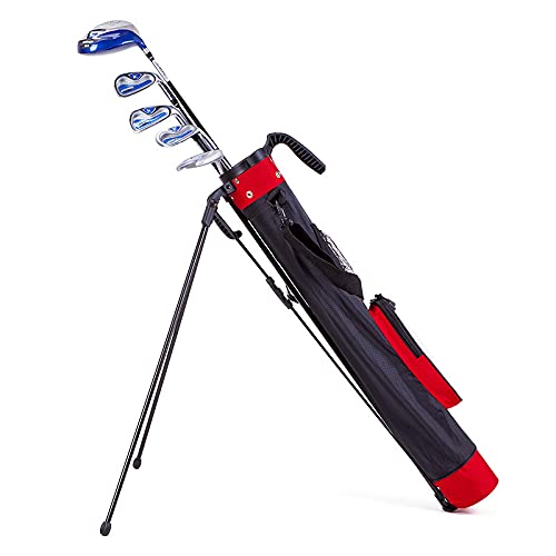 Pitch- und Putt-Golf-Standtasche, leicht, tragbar, Golf-Sonntags-Reisetasche, Bleistifttasche für Männer und Frauen, für 9 Schläger (schwarz/rot) (schwarz) von LLMTYO