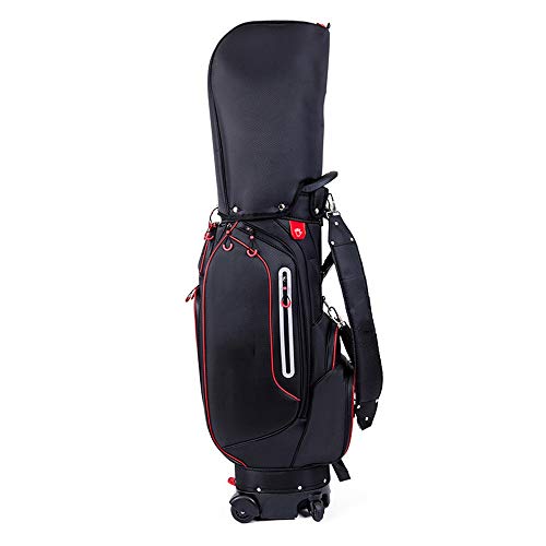 Reisetasche für Golfschläger mit Rollen, ultraleichte Cart-Tasche, leichte Golf-Tragetasche, Golf-Standtasche für Männer und Frauen, tragbare Tragetasche (Farbe: Schwarz, Größe: 37 x 25 x 127 cm) von LLMTYO