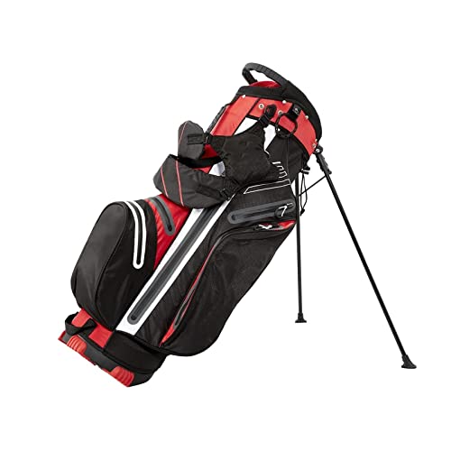 Tragbare Golf-Reisetasche, Golf-Standtasche mit 6-Fach-Unterteilungen und 7 Taschen, wasserdicht und langlebig, leicht zu tragen, platzsparend (Farbe: Blau) (Rot) von LLMTYO