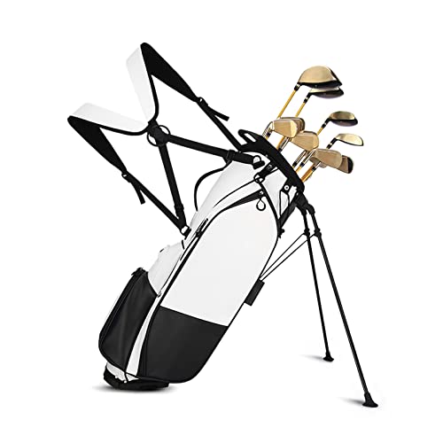 Tragbare Golf-Standtasche, wasserdichte Golftasche aus Mikrofaser-Leder, Boden mit hoher Härte, Leichter Golfschläger-Organizer für Golfplatz und Reisen von LLMTYO