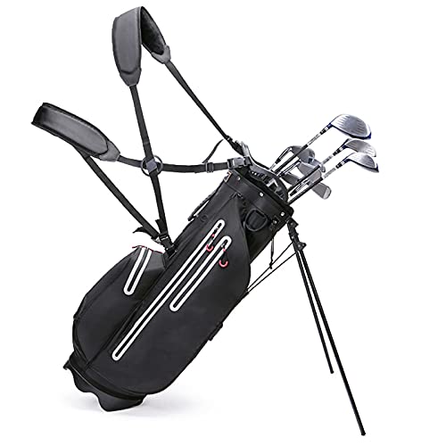 Tragbare Golf-Standtasche mit verstellbarem Rückengurt, ultraleichte Golf-Cart-Tasche mit 4-Wege-Organizer-Teiler Oben, leicht zu tragende Unisex-Golftasche für Erwachsene (schwarz) von LLMTYO